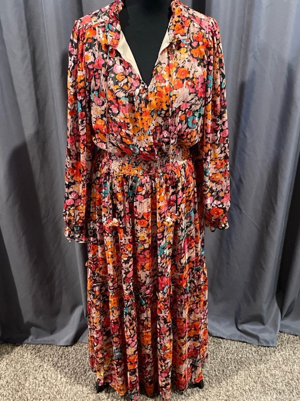 umgee lucky to have you floral print, maxi dress, medium